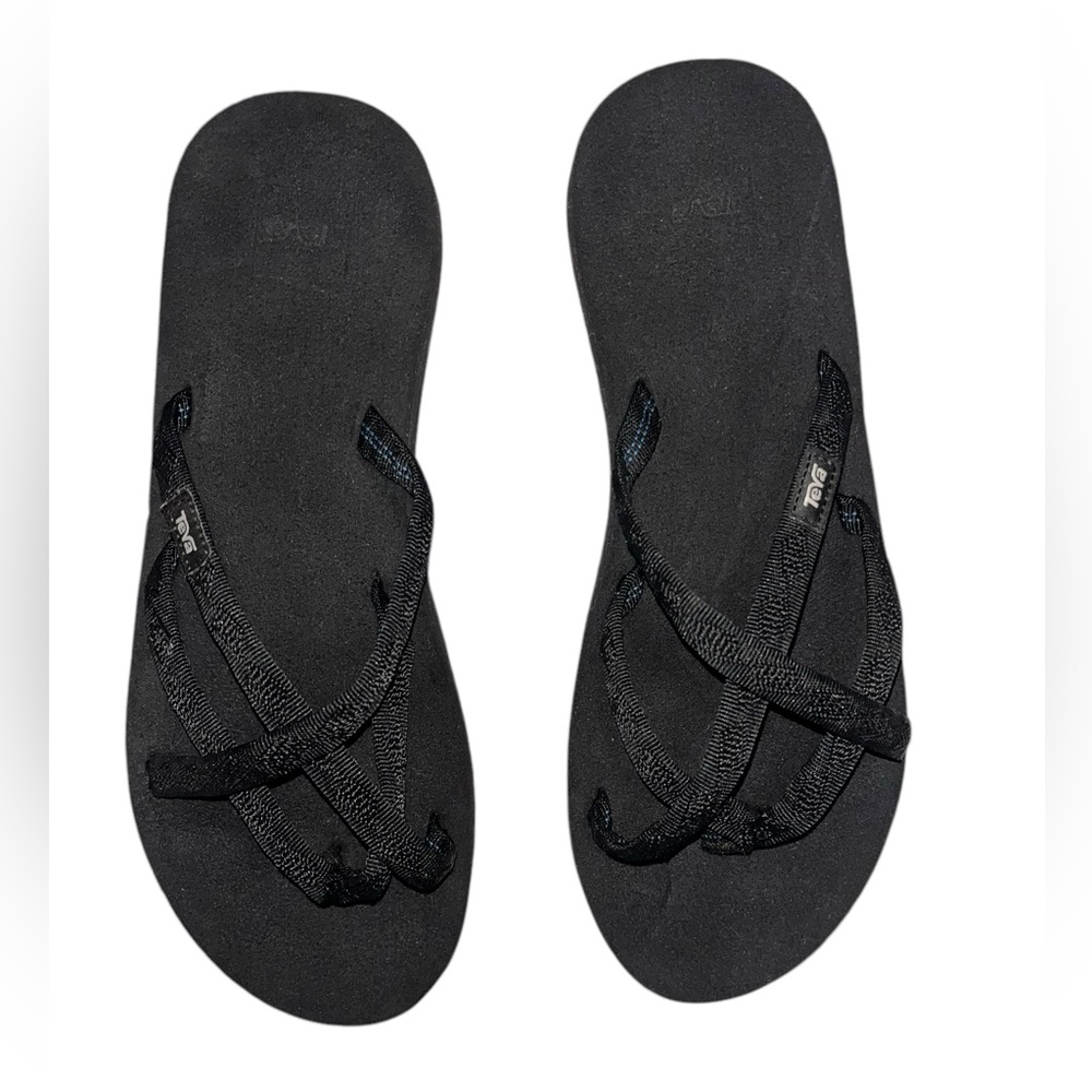 Teva Women's Olowahu Sandal Slide Size 10 Black Flip Flop Thong Foam Sole Comfy